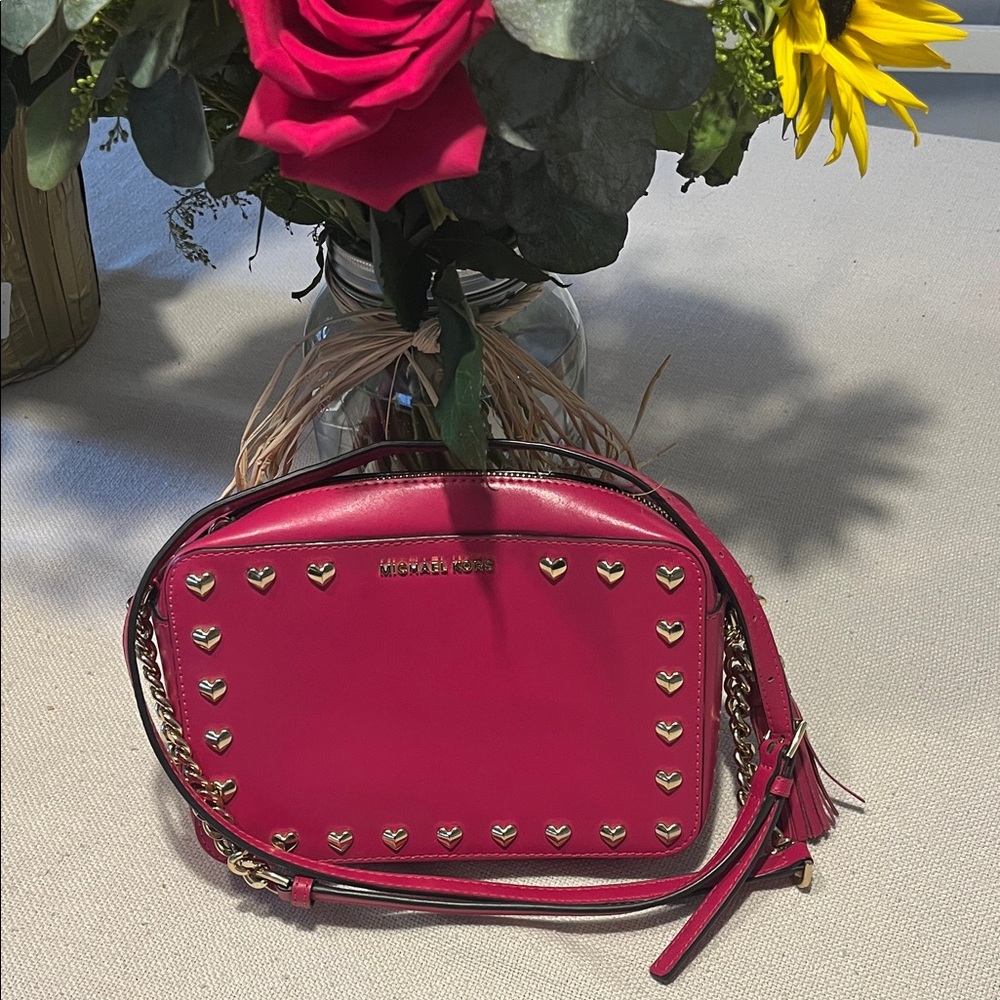 Michael Kors Fuchsia Crossbody Bag with Gold Accents